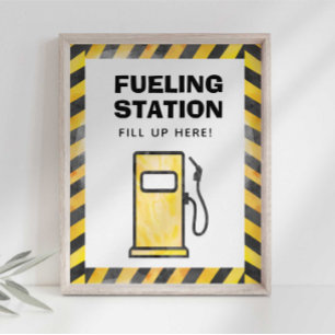 Affiche Panneau de fête de la station d'essence de camion