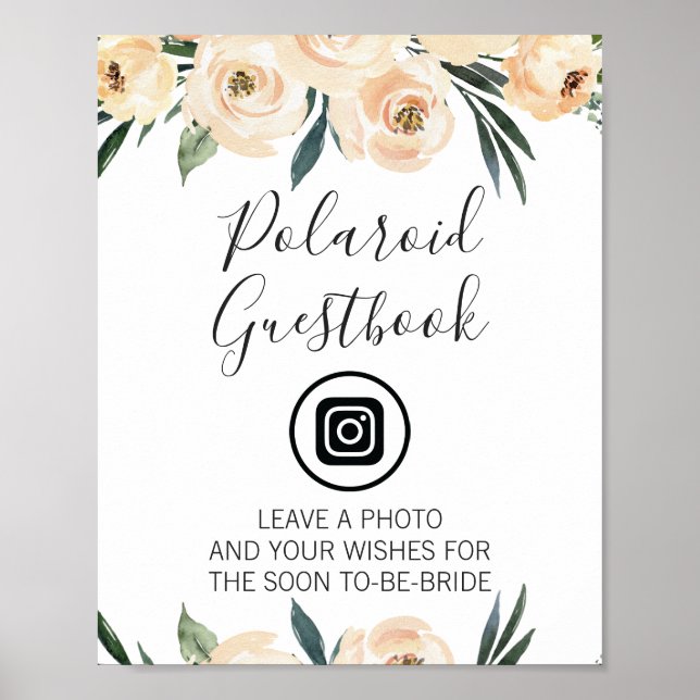 Affiche Panneau de Fête de Mariage Floral Crème Editable (Devant)