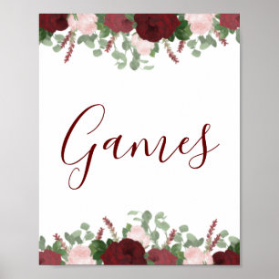 Affiche Panneau de Fête de Mariage Floral Rose Rouge de Bo