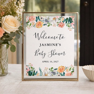 Affiche Panneau de Fête de Naissance aux Roses de Jardin P