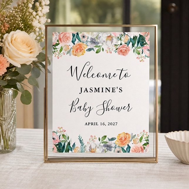 Affiche Panneau de Fête de Naissance aux Roses de Jardin P (Créateur téléchargé)