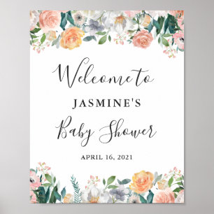 Affiche Panneau de Fête de Naissance aux Roses de Jardin P