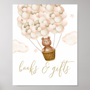 Affiche Panneau de Fête de Naissance Ours en Peluche Livre