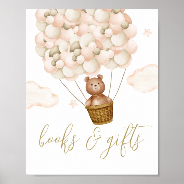 Affiche Panneau de Fête de Naissance Ours en Peluche Livre (Devant)