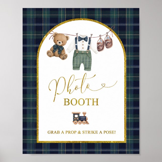 Affiche Panneau de fête de Photobooth à carreaux Gingham B (Devant)