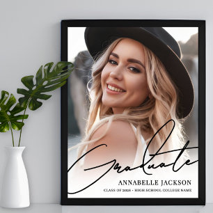 Affiche Panneau de fête de remise de diplômes photo simple