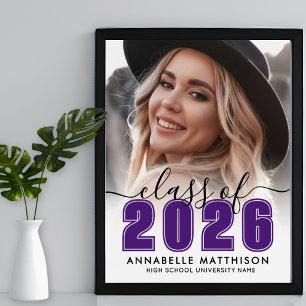 Affiche Panneau de fête de remise de diplômes Violet Photo