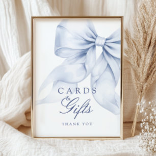 Affiche Panneau de Fête des mariées Bleu Bow Cartes et Cad