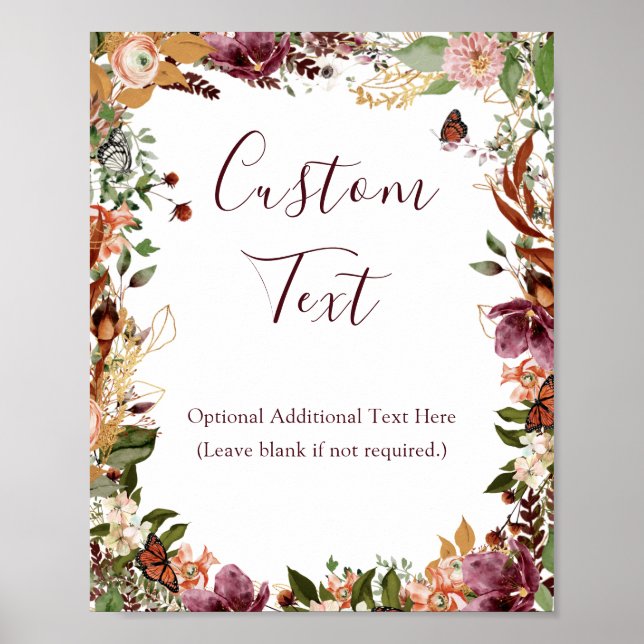 Affiche Panneau de Fête des mariées botanique rustique Aut (Devant)