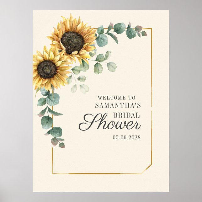 Affiche Panneau de Fête des mariées de script Sunflower Eu (Devant)