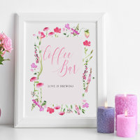 Panneau de Fête des mariées Fleur sauvage rose de