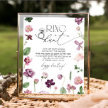 Affiche Panneau de Fête des mariées florale de la chasse à<br><div class="desc">Bague Chasse Fête des mariées Florale Signe du jeu. Voir tous les jeux de douche nuptiale en collection.</div>