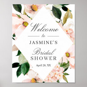 Affiche Panneau de Fête des mariées Florale rose pâle Hydr