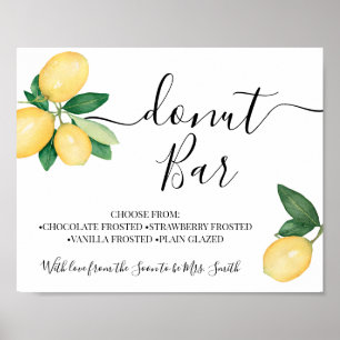 Affiche Panneau de Fête des mariées Mariage citron à Donut