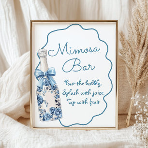 Affiche Panneau de Fête des mariées Mimosa Bar Chinoiserie