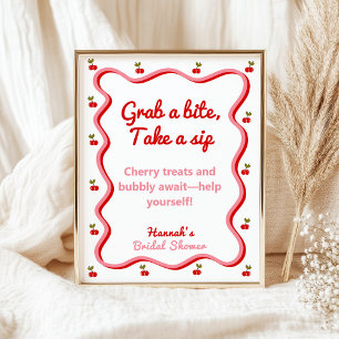 Affiche Panneau de Fête des mariées Retro Cherry Table Sna