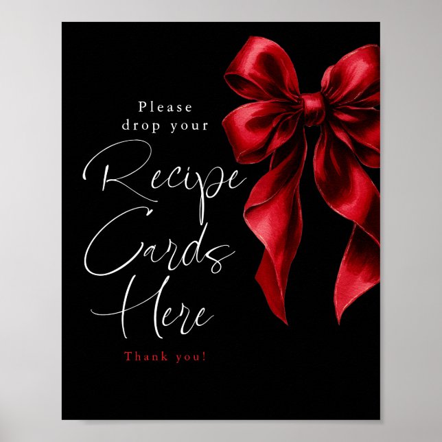 Affiche Panneau de Fête des mariées Rouge Bow Cartes de re (Devant)
