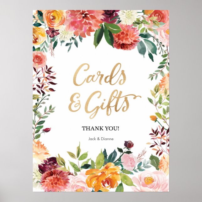 Affiche Panneau de fête Floral Cartes et Cadeaux (Devant)