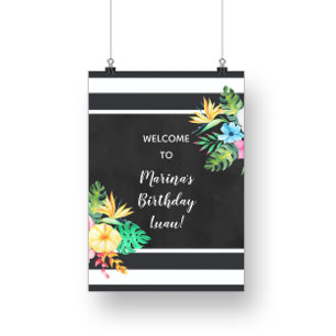 Affiche Panneau de fête luau floral