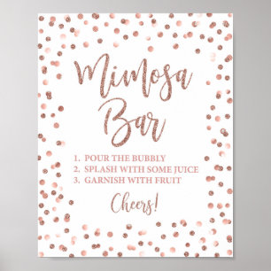 Affiche Panneau de fête Mimosa Bar Rose Gold Paillettes Co