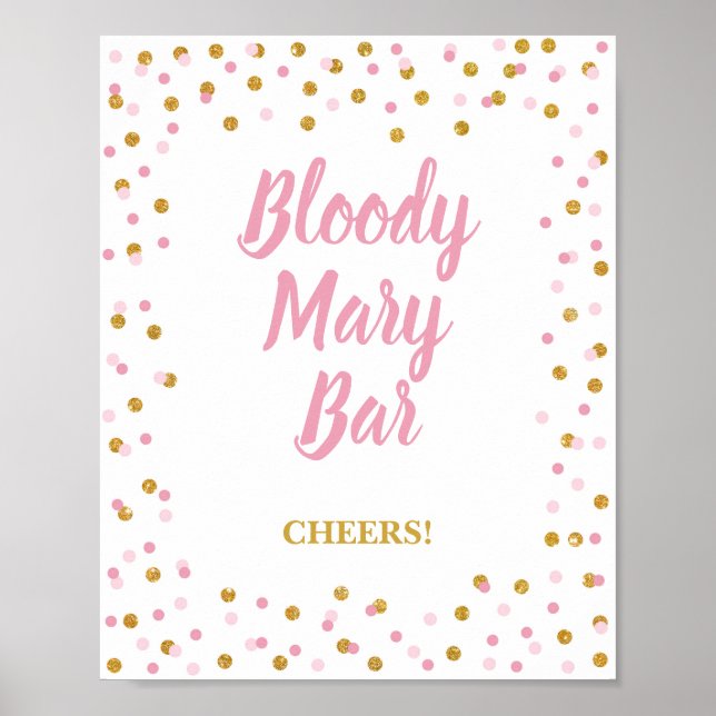 Affiche Panneau de fête pour bar à Bloody Mary rose et con (Devant)
