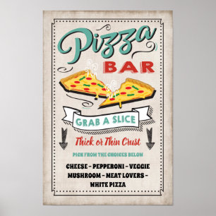 Affiche Panneau de fête pour bar à parts de pizza