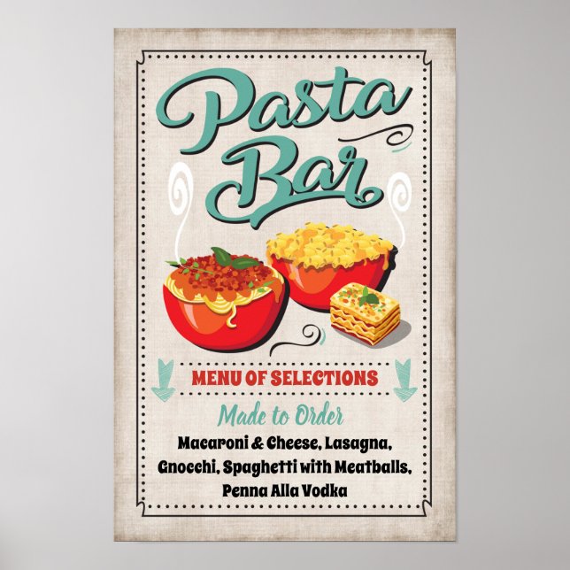 Affiche Panneau de fête pour bar à pâtes (Devant)