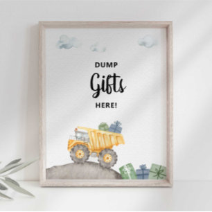 Affiche Panneau de fête pour camion de construction ici