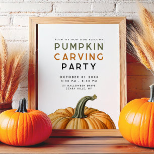 Affiche Panneau de fête pour le découpage de citrouilles p