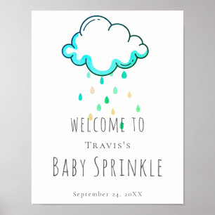 Affiche Panneau de Fête Prénatale pour Bébé Garçon Nuage d