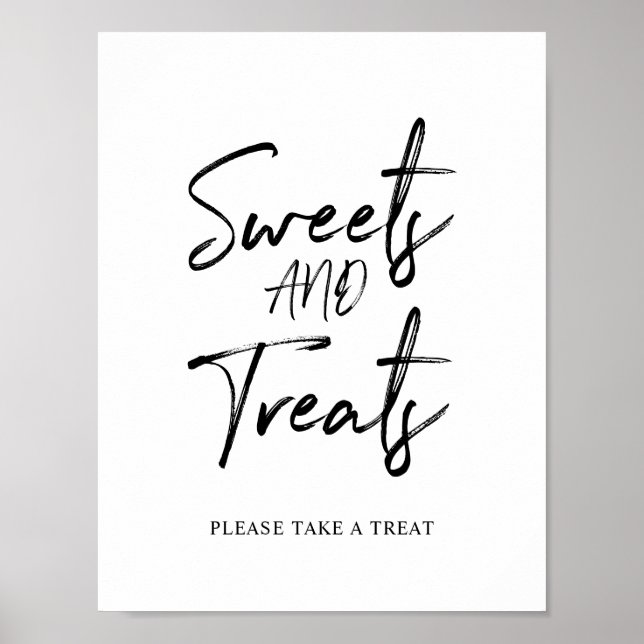 Affiche Panneau de fête Sweets & Treats avec lettrage noir (Devant)