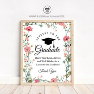 Affiche Panneau de fête Wildflower "Lettres au diplômé"