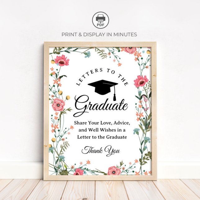 Affiche Panneau de fête Wildflower "Lettres au diplômé" (Créateur téléchargé)