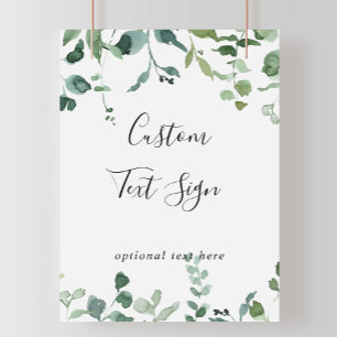 Affiche Panneau de feuillage vert de calligraphie de texte