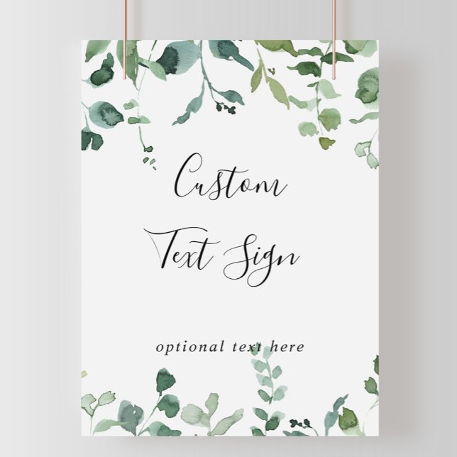 Affiche Panneau de feuillage vert de calligraphie de texte (Créateur téléchargé)