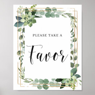 Affiche Panneau de feuilles florales de succulentes vertes