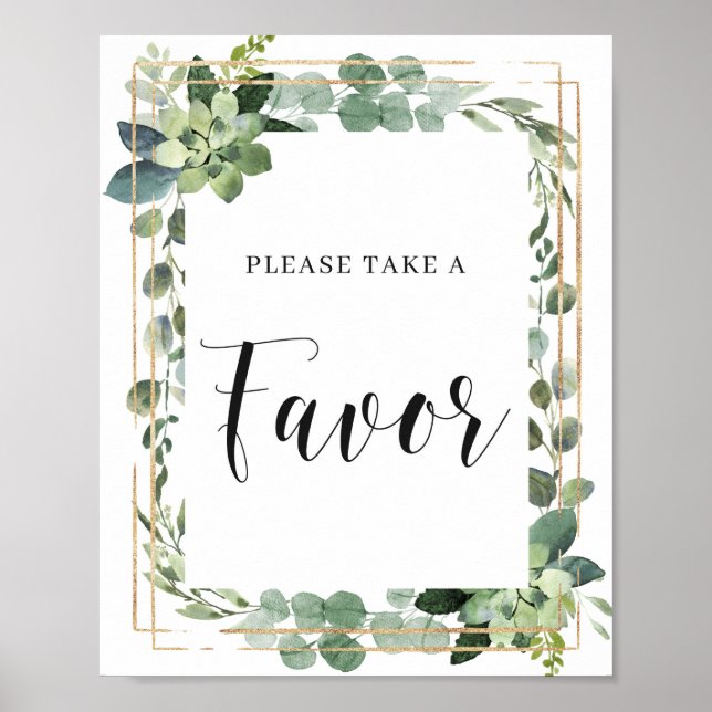 Affiche Panneau de feuilles florales de succulentes vertes (Devant)