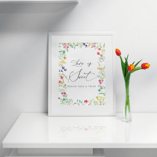 Affiche Panneau de Fleur Sauvage L'Amour est Doux Veuillez