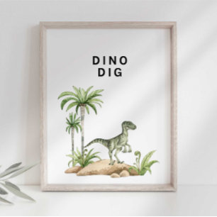 Affiche Panneau de fouille de dinosaure jurassique à l'aqu