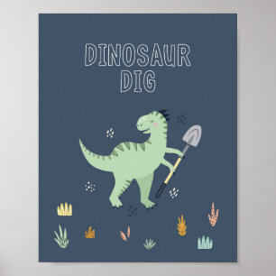 Affiche Panneau de fouille de dinosaure mignon