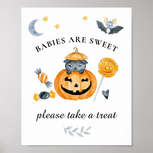 Affiche Panneau de friandises pour baby shower citrouille  (Devant)