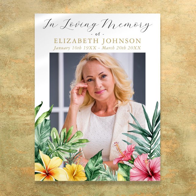 Affiche Panneau de funérailles de célébration de vie de fl (Tropical Flowers Celebration Of Life Funeral Sign)
