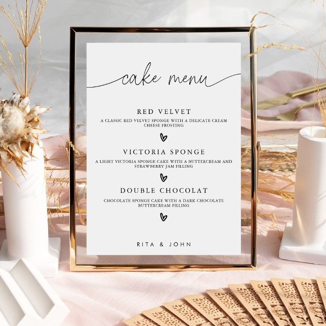 Affiche Panneau de gâteau de mariage à calligraphie modern (Créateur téléchargé)