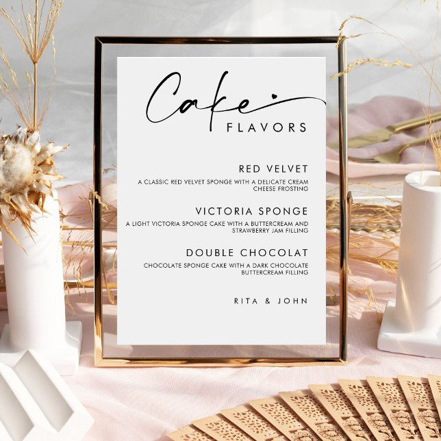 Affiche Panneau de gâteau de mariage Chic Moderne Menu (Créateur téléchargé)