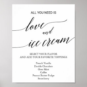 Affiche Panneau de glace de mariage à calligraphie noire é