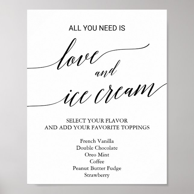 Affiche Panneau de glace de mariage à calligraphie noire é (Devant)
