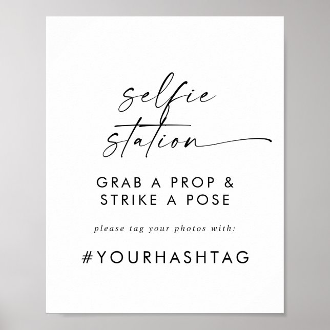 Affiche Panneau de hashtag de mariage de station de selfie (Devant)
