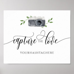 Affiche Panneau de hashtag de mariage Partagez l'amour Aqu