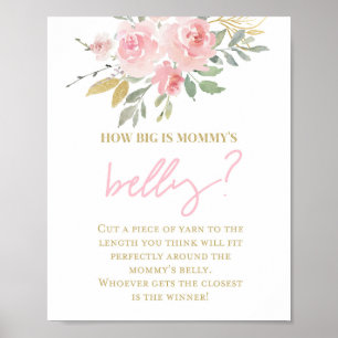 Affiche Panneau de jeu Baby shower rose et or