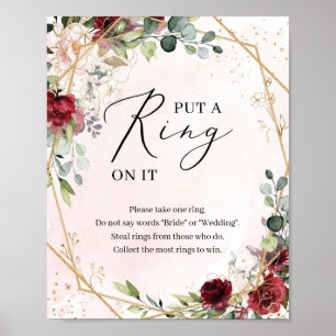 Affiche Panneau de jeu bohème bordeaux floral 'Mettez-lui